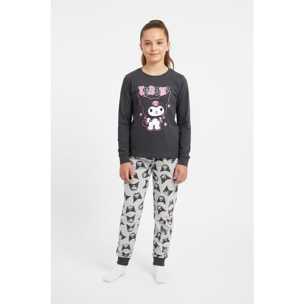 Mörkgrå pyjamas för barn – Bekväm set i bomull och polyester (6 år)