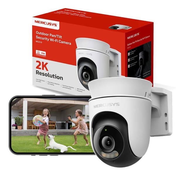Wi-Fi utomhus säkerhetskamera - MERCUSYS - MC510 - 2K 3MP - 360° vy - Färg nattsyn