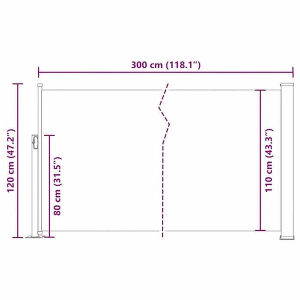 vidaXL Infällbar sidomarkis 120 x 300 cm Röd