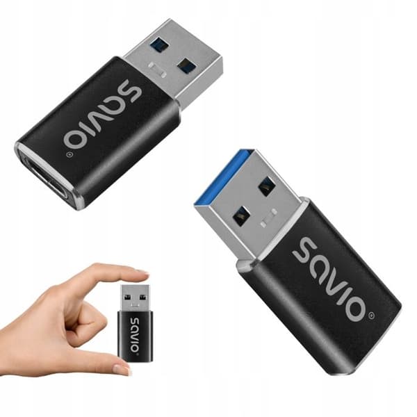 Savio AK-81 USB-C 3.1 (hon) till USB-A 3.1 (han), svart