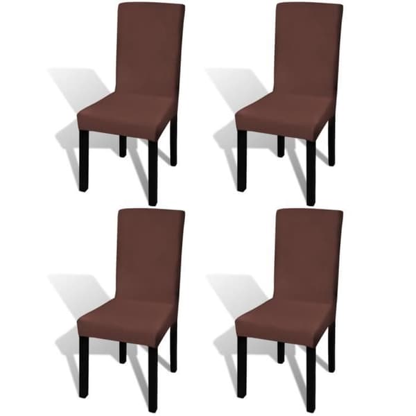 vidaXL Stretch Rak Stolsöverdrag 4 st Brun