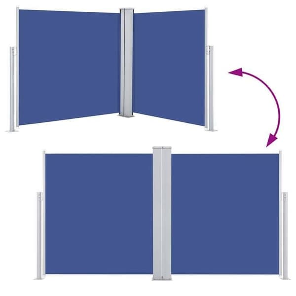 vidaXL Infällbar sidomarkis Blå 100 x 600 cm