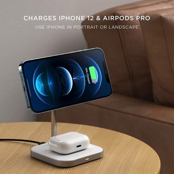Trådlöst laddningsställ 2 i 1 iPhone Airpods Satechi