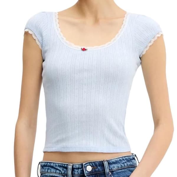 T-shirt Blå Dam Tommy Hilfiger Pointell