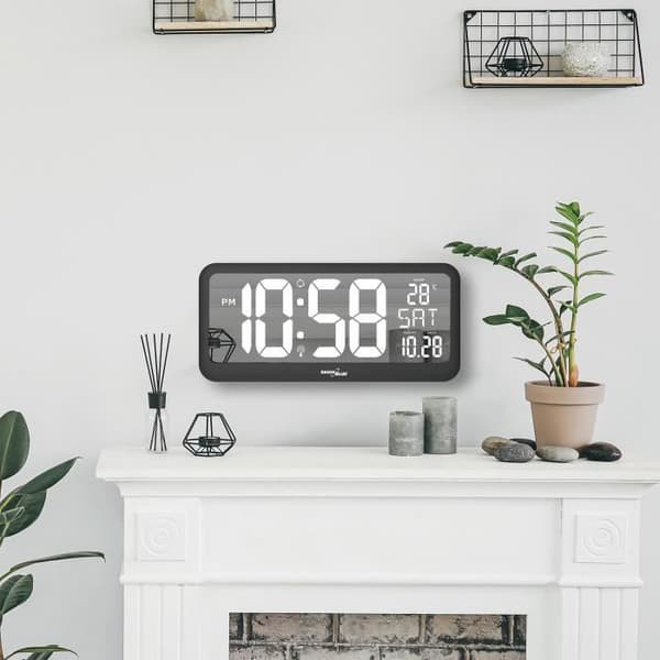 Digital klocka - GrönBlå - GB214 - Temperatursensor - Larm - LED-skärm