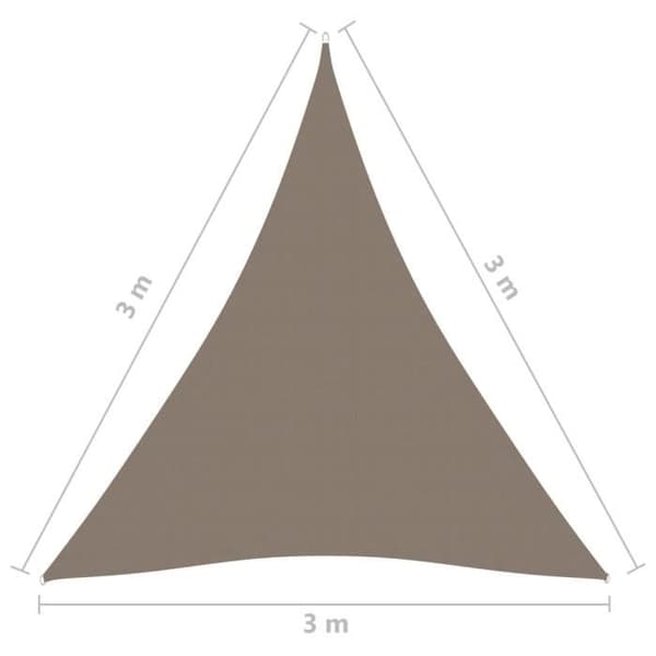 vidaXL Solskyddsduk Tyg Oxford triangulär 3x3x3 m Taupe
