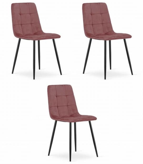 Stol KARA - rosa sammet / svarta ben x 3