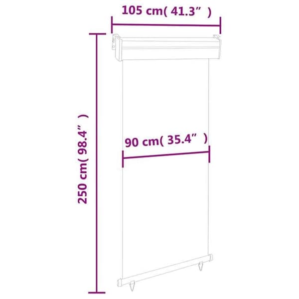 vidaXL Balkong Sidomarkis 100x250 cm Grå