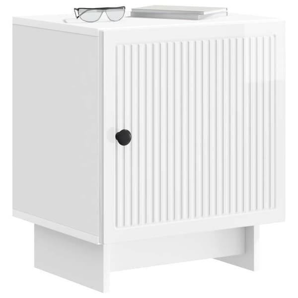 vidaXL Sängbord Vit glansig 43 x 34,5 x 50 cm 893883