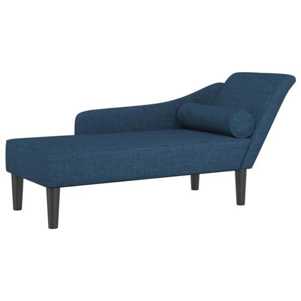 vidaXL Chaise longue med blåa kuddar tyg 4007603