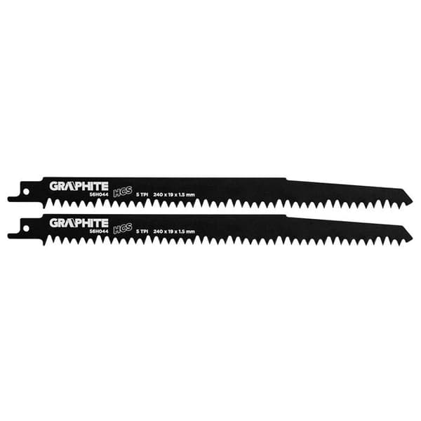 Sågblad - GRAPHITE - 240 mm - 5 TPI - Set med 2 stycken - Snabb snitt för trä
