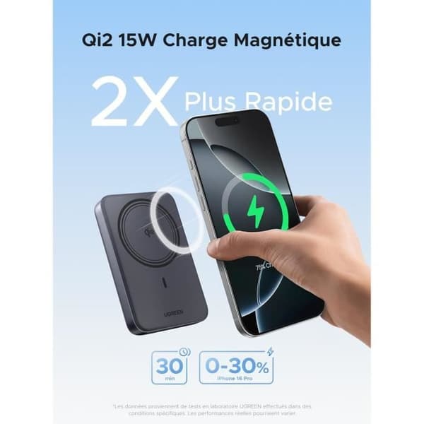 Externt Batteri - UGREEN - Nexode - 10000mAh - Qi2 15W - Magnetisk