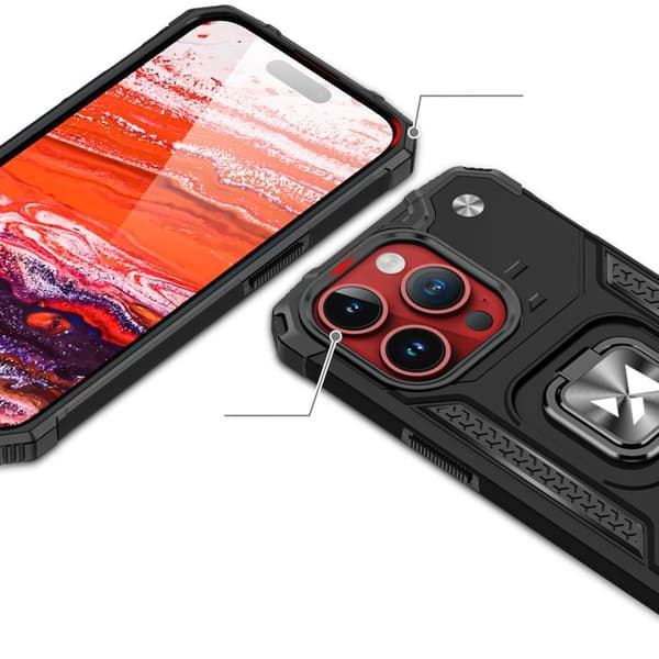 Coque Ring Armor för iPhone 15 Pro, roséguld, med finger ring