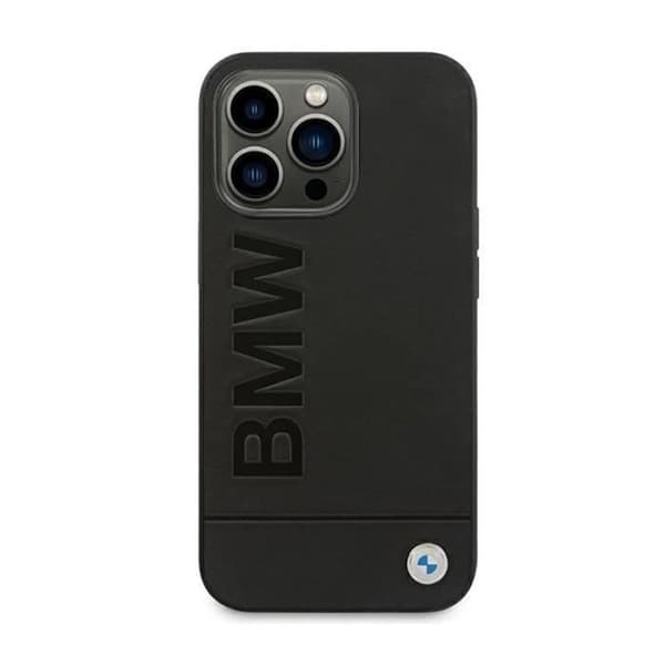Fodral för iPhone 14 Pro Max - BMW - Svart Läder - Exceptionell Kvalitet - Elegant Design - Hård