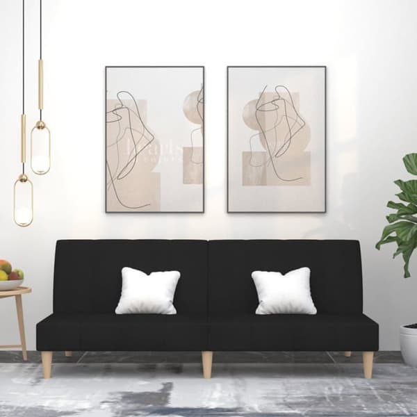 vidaXL 2-sits bäddsoffa svart tyg 375867