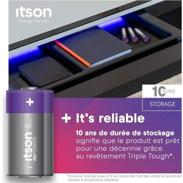 Pack med 2 Alkaliska Batterier LR14/C 1,5V ItsPOWER