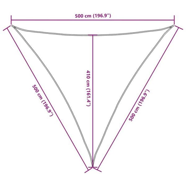 vidaXL Solskyddsduk Oxford triangulär 5x5x5 m vit 135290