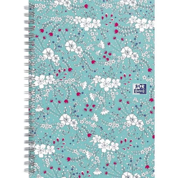 Cahier B5 - OXFORD - Blommig - 120 sidor - Små rutor - Rosa