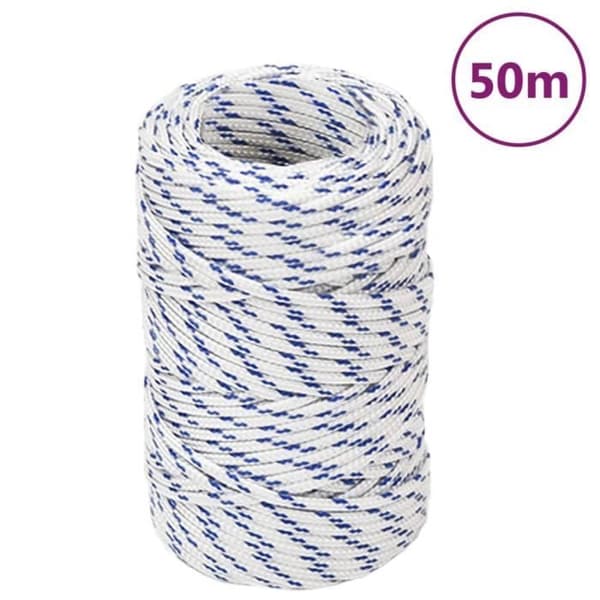 152265 vidaXL Båtkabel Vit 2 mm 50 m Polypropylen