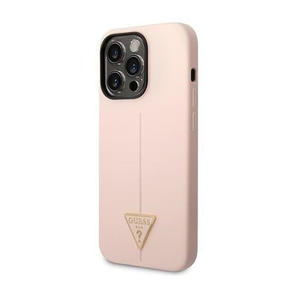 Coque - Guess - Triangel Logotyp - Mjuk Silikon - iPhone 14 Pro - Rosa