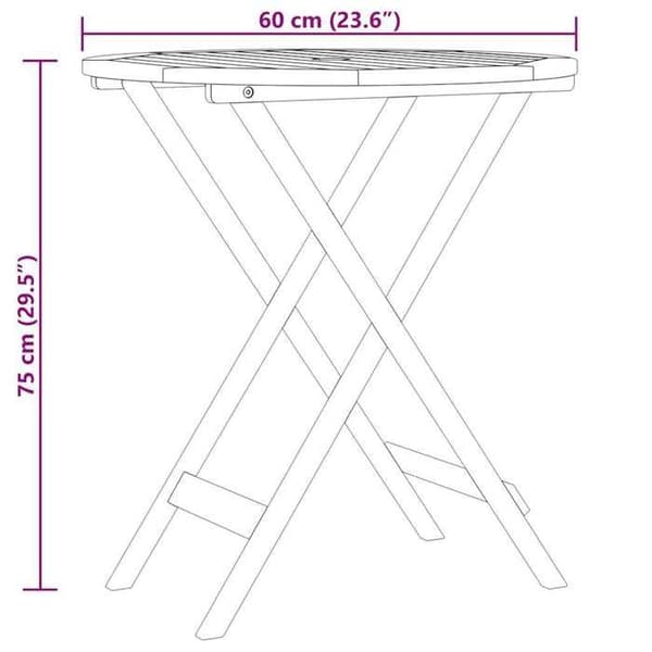 vidaXL hopfällbart trädgårdsbord Ø60x75 cm Massivt eukalyptusträ