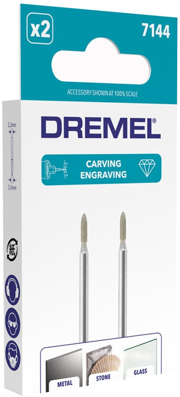 Set med 2 DREMEL 7144 diamantspetsar - För gravering och skulptur