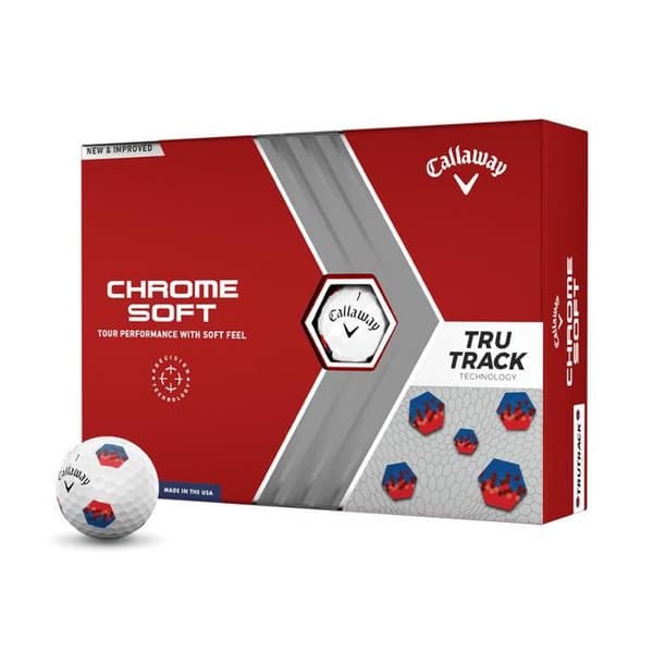 Förpackning med 12 Callaway Chrome Soft TruTrack golfbollar