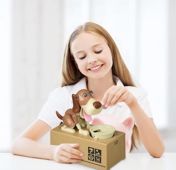 Spargris - WINKEE - Styckätande Hund - Plast - Rund - Barn