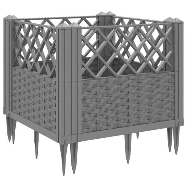 vidaXL Blomlåda med ljusgrå pinnar 43,5x43,5x43,5 cm PP 368008