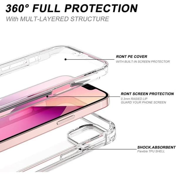 Coque - GENERISK - iPhone 13 - Transparent - 360 graders skydd - Mjuk