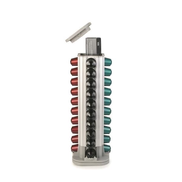 Ibili - Nespresso kapseldispenser, 40 kapslar, vridbar, aluminium