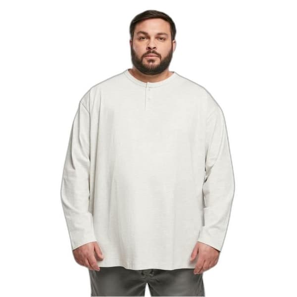 Urban Classics Henley Oversized långärmad t-shirt - ljusgrå - M