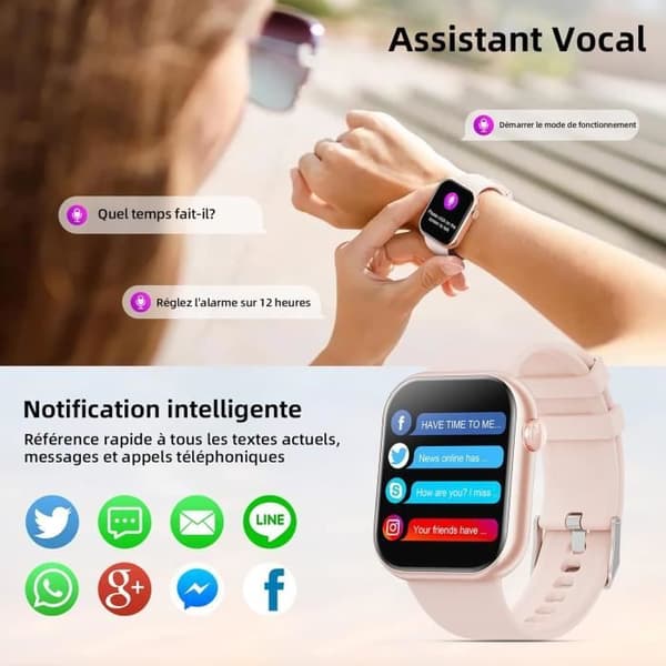 Smartwatch - GENERIC - Hwagol 1.85 - Bluetooth-samtal - Stegräknare - Sömnmonitor