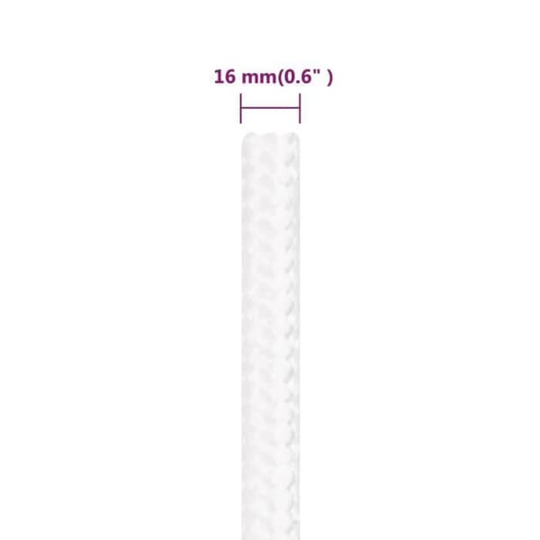 152573 vidaXL Båtrep Vitt komplett 16 mm 50 m Polypropen
