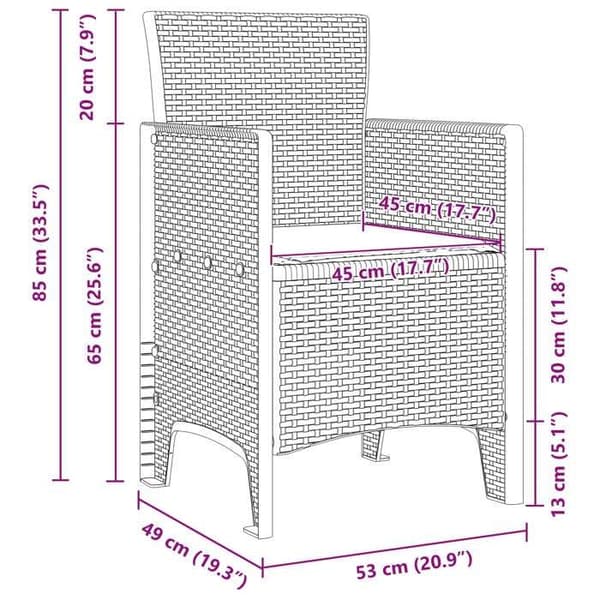 vidaXL Trädgårdssoffa 4 st Vit 53 x 49 x 85 cm Polypropylen 847482