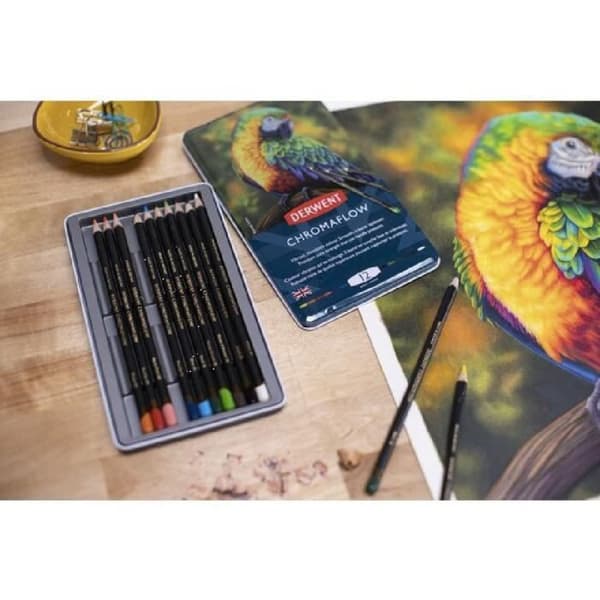 Färgpennor - Derwent - Chromaflow - 12-pack - Professionell kvalitet - Mjuk spets