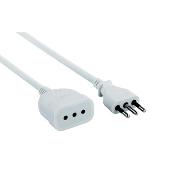 Förlängningssladd - VELAMP - 3 m - 10A - Vit - 3G0,75 mm²