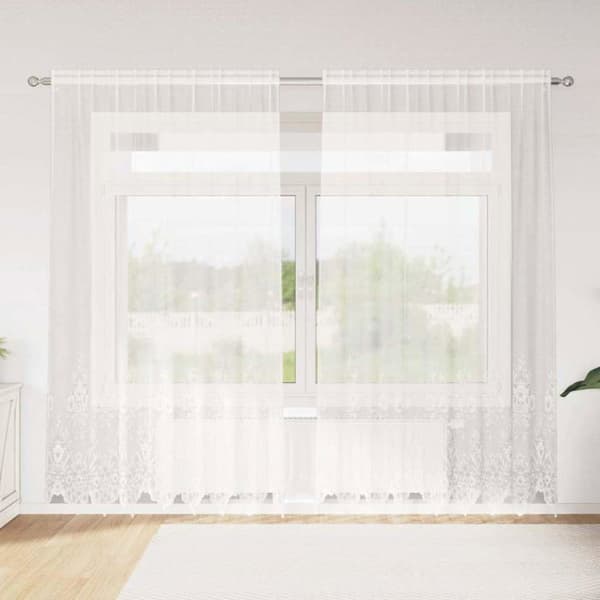 Spetsgardin - vidaXL - 245x200 cm - Vit - Polyester - Ljusfilterande - Lätt - Hållbar