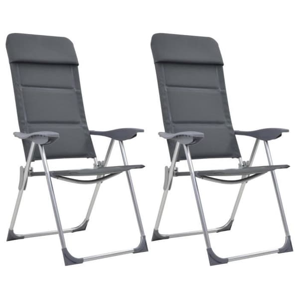 vidaXL Campingstol 2 st Grå 58x69x111 cm Aluminium