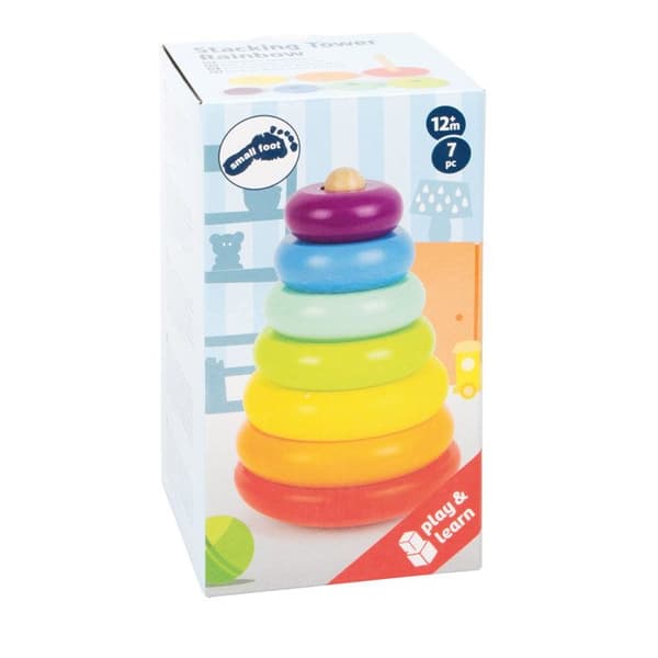 Small Foot junior regnbågsstapeltorn 15 cm trä