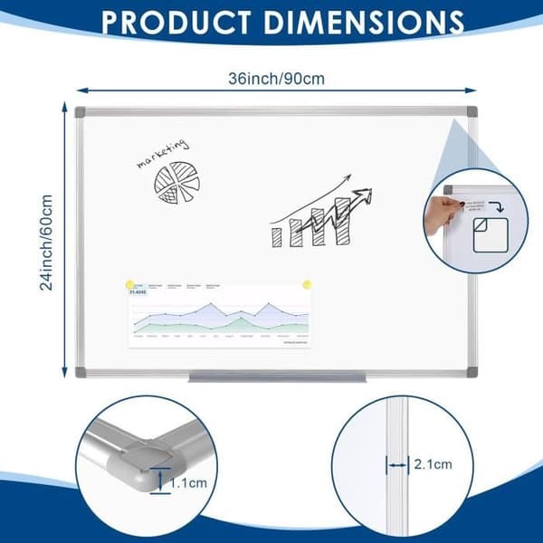 Magnetisk whiteboard 60x90cm S SWANCROWN
