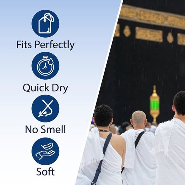 Ensemble Ihram man 2 delar 100% turkisk bomull 110 x 220 cm med elastisk midja