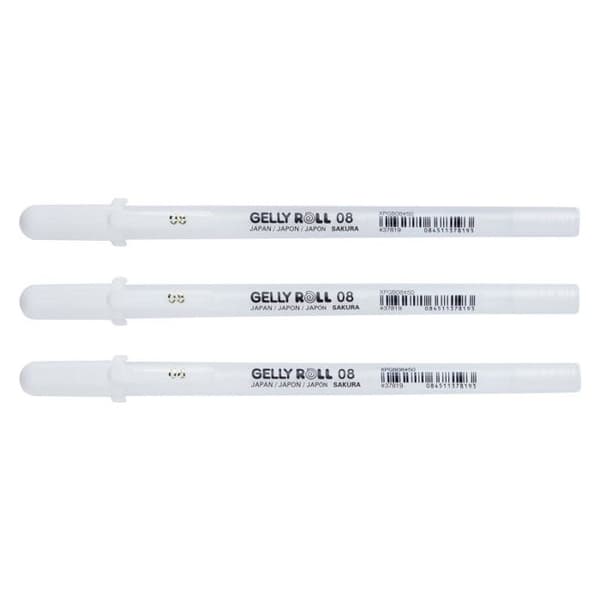 Etui med 3 st Sakura Gelly Basic Real - Vit - Sakura