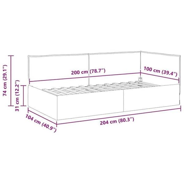 vidaXL Hörnsängram Mörkgrön 100 x 200 cm tyg 42016475