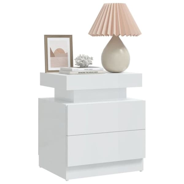 vidaXL Sängbord Blank Vit 45x35x52 cm Spånskiva