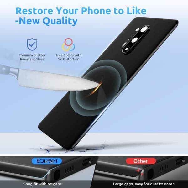 Baksida - Eonpam - OnePlus 8 Pro - Ersättning - Kameraglas - Blå