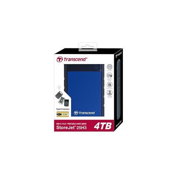 TRANSCEND StoreJet 25H3 extern hårddisk - 4000 GB - 2,5" - USB 3.1 Gen 1 - Blå, Marinblå