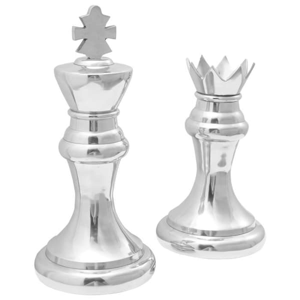 Skulpturer av schack 2 st Silver Aluminium