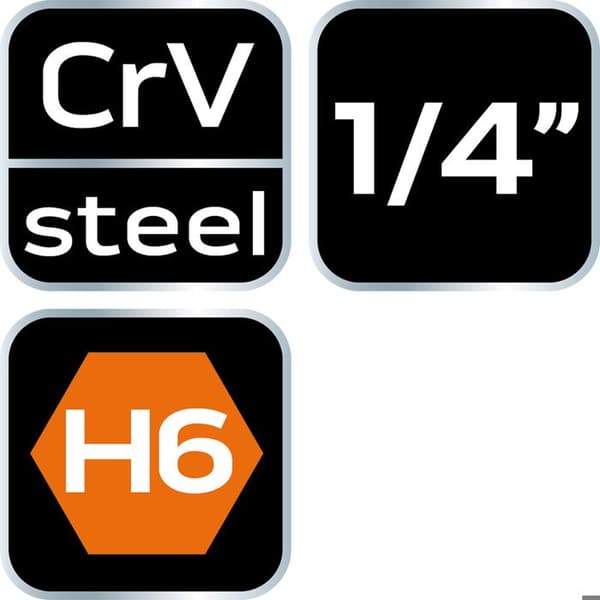 Hexagonalt utslag - NEO TOOLS - H6 - 1/4" - Krom-vanadium stål - 37 mm
