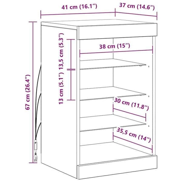 vidaXL Buffé med LED-lampor ek sonoma 41x37x67 cm 836723